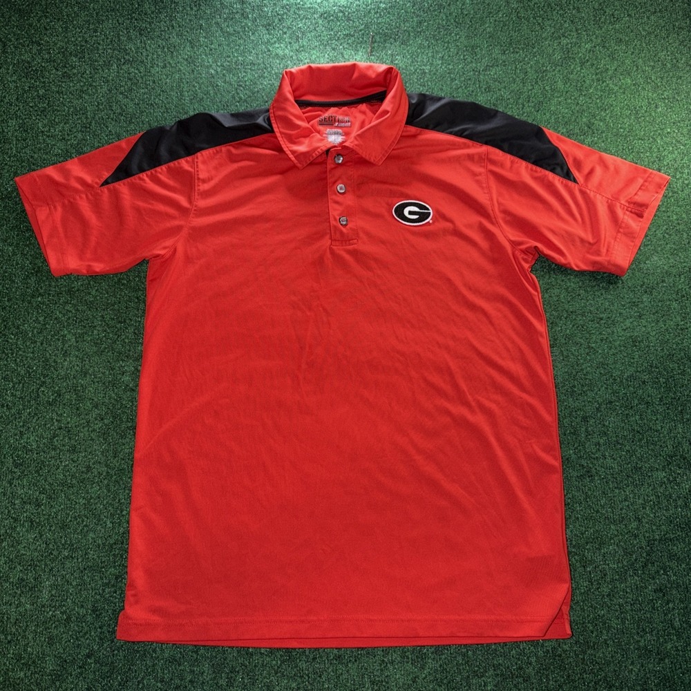 Georgia Bulldogs NCAA Majestic 3 Button Placket Men's Polo Red Shirt Large
